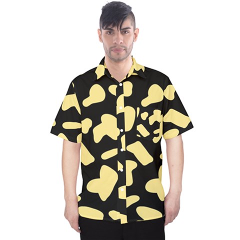 Cow Yellow Black Men s Hawaii Shirt by ConteMonfrey