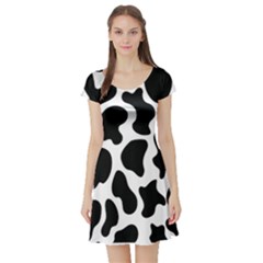 Cow Black And White Spots Short Sleeve Skater Dress by ConteMonfrey