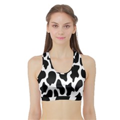 Cow Black And White Spots Sports Bra With Border by ConteMonfrey