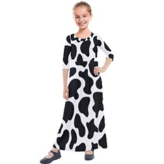 Cow Black And White Spots Kids  Quarter Sleeve Maxi Dress by ConteMonfrey