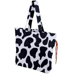 Cow Black And White Spots Drawstring Tote Bag