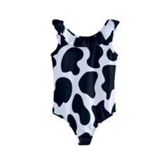 Cow Black And White Spots Kids  Frill Swimsuit by ConteMonfrey