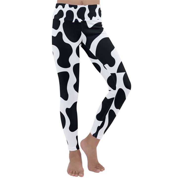 Cow black and white spots Kids  Lightweight Velour Classic Yoga Leggings