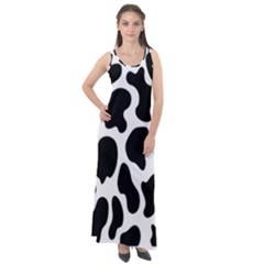 Cow Black And White Spots Sleeveless Velour Maxi Dress by ConteMonfrey