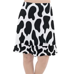 Cow Black And White Spots Fishtail Chiffon Skirt by ConteMonfrey