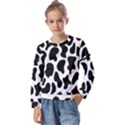 Cow black and white spots Kids  Long Sleeve Tee with Frill  View1