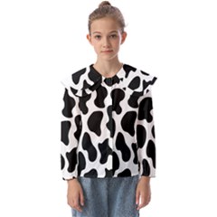 Cow Black And White Spots Kids  Peter Pan Collar Blouse by ConteMonfrey