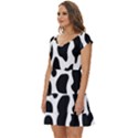 Cow black and white spots Short Sleeve Tiered Mini Dress View2