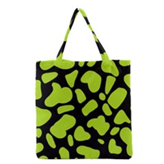 Neon Green Cow Spots Grocery Tote Bag by ConteMonfrey