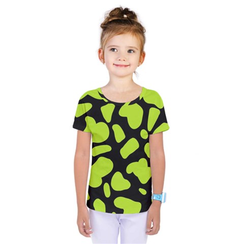 Neon Green Cow Spots Kids  One Piece Tee by ConteMonfrey