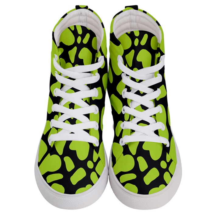 Neon green cow spots Women s Hi-Top Skate Sneakers