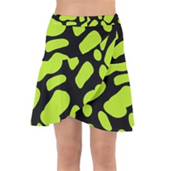 Neon Green Cow Spots Wrap Front Skirt