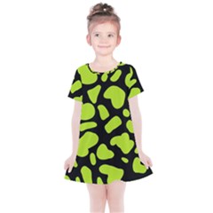 Neon Green Cow Spots Kids  Simple Cotton Dress by ConteMonfrey