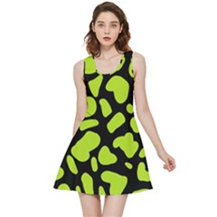 Neon Green Cow Spots Inside Out Reversible Sleeveless Dress by ConteMonfrey