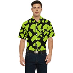 Neon Green Cow Spots Men s Short Sleeve Pocket Shirt  by ConteMonfrey