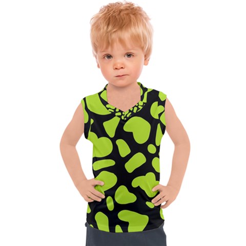 Neon Green Cow Spots Kids  Sport Tank Top by ConteMonfrey