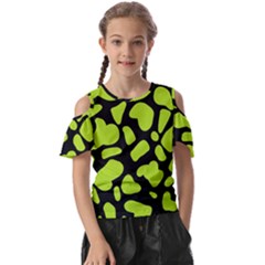 Neon Green Cow Spots Kids  Butterfly Cutout Tee by ConteMonfrey