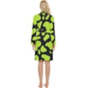 Neon green cow spots Long Sleeve Velour Robe View4