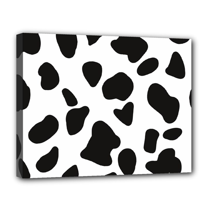 Black and white spots Canvas 14  x 11  (Stretched)