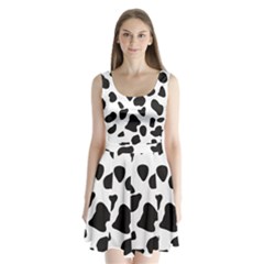 Black And White Spots Split Back Mini Dress  by ConteMonfrey