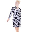 Black and white spots Button Long Sleeve Dress View1