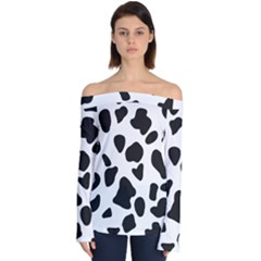 Black And White Spots Off Shoulder Long Sleeve Top by ConteMonfrey