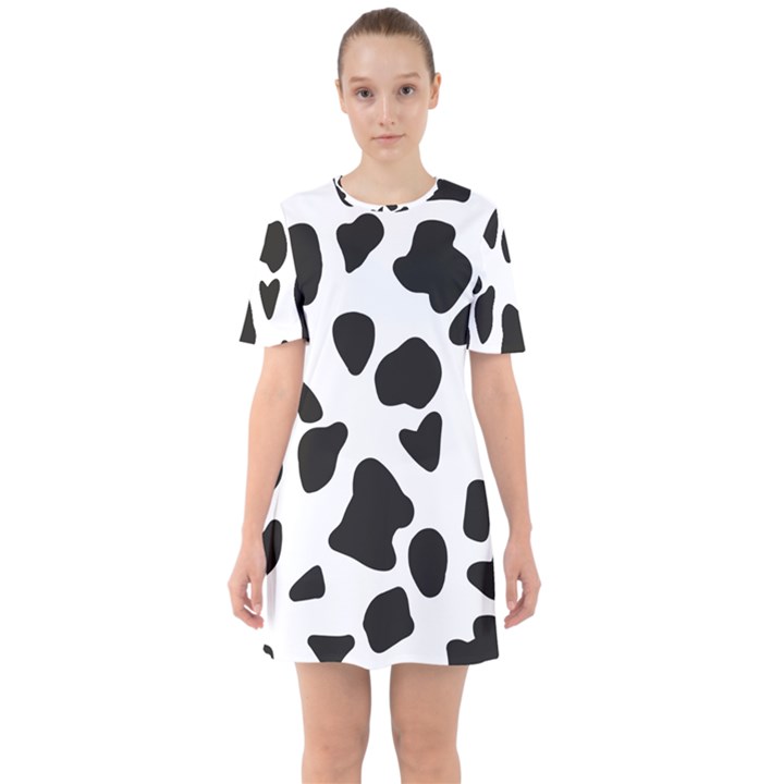 Black and white spots Sixties Short Sleeve Mini Dress