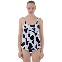 Black And White Spots Twist Front Tankini Set by ConteMonfrey