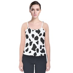 Black And White Spots Velvet Spaghetti Strap Top by ConteMonfrey