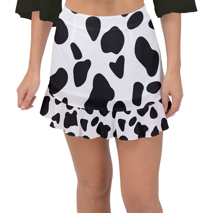 Black and white spots Fishtail Mini Chiffon Skirt