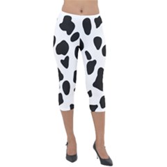 Black And White Spots Lightweight Velour Capri Leggings  by ConteMonfrey