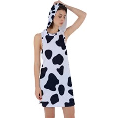 Black And White Spots Racer Back Hoodie Dress by ConteMonfrey