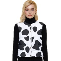 Black And White Spots Women s Short Button Up Puffer Vest by ConteMonfrey