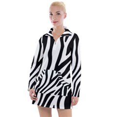 Zebra Vibes Animal Print Women s Long Sleeve Casual Dress by ConteMonfrey