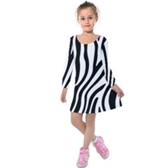 Zebra Vibes Animal Print Kids  Long Sleeve Velvet Dress by ConteMonfrey