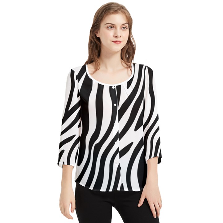 Zebra Vibes Animal Print Chiffon Quarter Sleeve Blouse