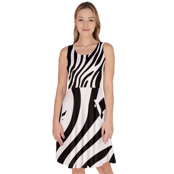 Zebra Vibes Animal Print Knee Length Skater Dress With Pockets