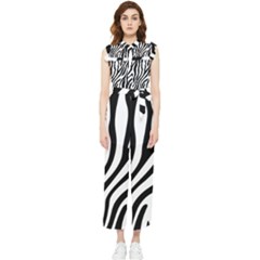 Zebra Vibes Animal Print Women s Frill Top Chiffon Jumpsuit by ConteMonfrey