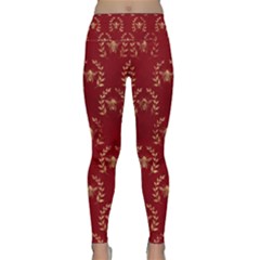 Golden Bees Red Sky Lightweight Velour Classic Yoga Leggings by ConteMonfrey