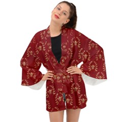 Golden Bees Red Sky Long Sleeve Kimono by ConteMonfrey