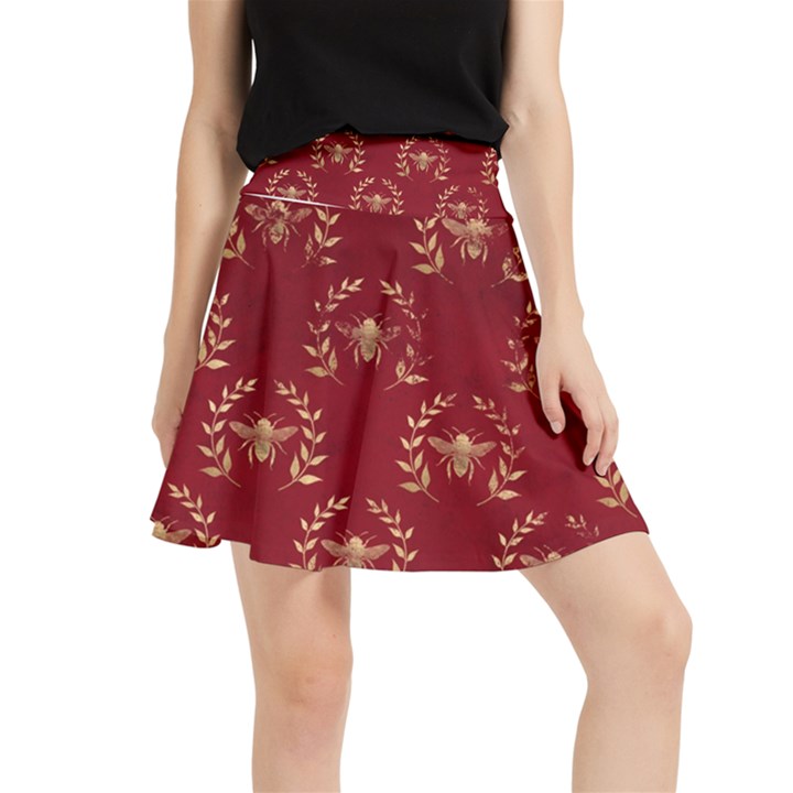 Golden bees red sky Waistband Skirt