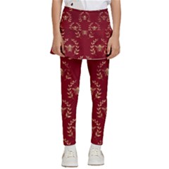 Golden Bees Red Sky Kids  Skirted Pants by ConteMonfrey