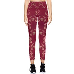 Golden Bees Red Sky Pocket Leggings  by ConteMonfrey