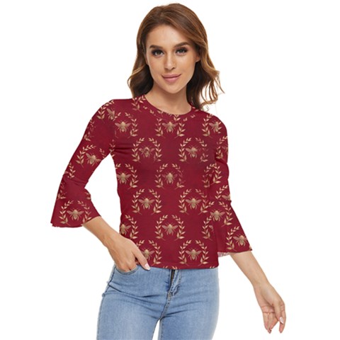 Golden Bees Red Sky Bell Sleeve Top by ConteMonfrey