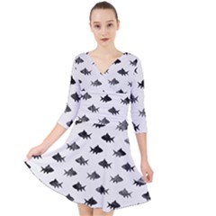 Cute Small Sharks  Quarter Sleeve Front Wrap Dress by ConteMonfrey