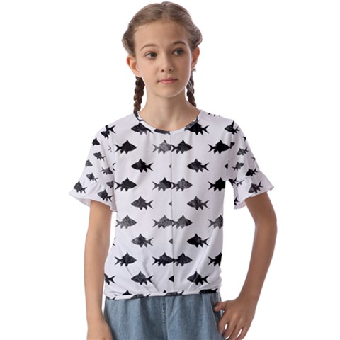 Cute Small Sharks  Kids  Cuff Sleeve Scrunch Bottom Tee by ConteMonfrey