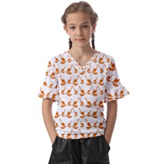 Friends Dinosaurs Kids  V-neck Horn Sleeve Blouse by ConteMonfrey