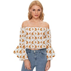 Friends Dinosaurs Off Shoulder Flutter Bell Sleeve Top by ConteMonfrey