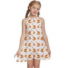 Friends Dinosaurs Kids  Halter Collar Waist Tie Chiffon Dress by ConteMonfrey