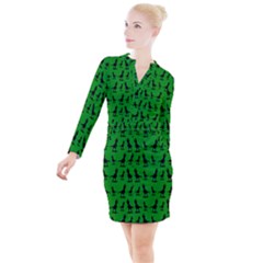 Green Dinos Button Long Sleeve Dress by ConteMonfrey